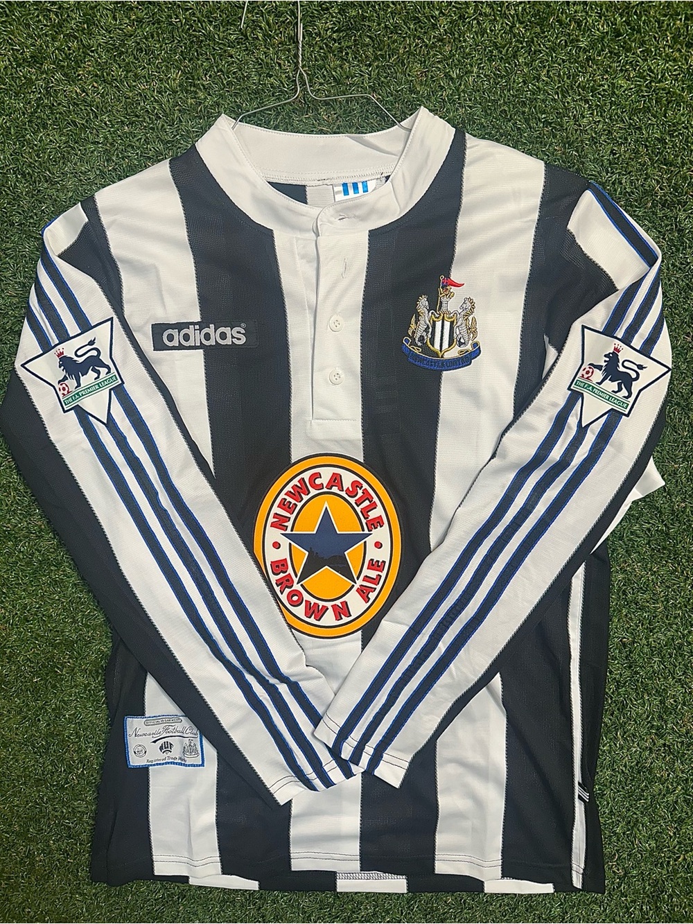 Newcastle Asprilla #11 Adidas Authentic Black & White Striped Long Sleeve Jersey